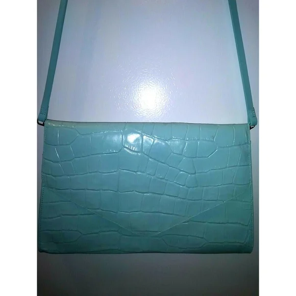 Vintage Women's Borsetta Milano Leather Blue Shoulder Bag Crossbody Luxury Purse - Picture 2 of 4